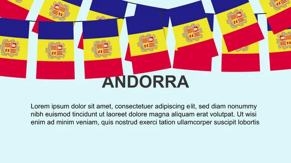 stock vector Andorra flags hanging on a rope, celebration and greeting concept, many Andorra flags with text space, banner and poster idea, decoration material, independence day