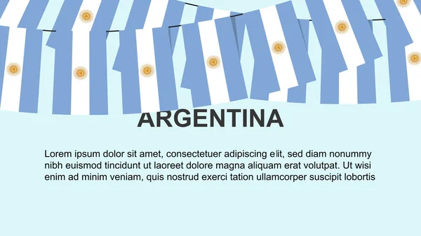 Drapeaux Argentins Suspendus Une Corde Concept Célébration Salutation Nombreux Drapeaux — Image vectorielle