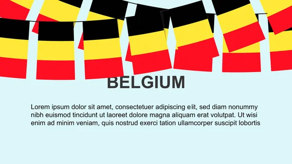 Drapeaux Belgique Suspendus Une Corde Concept Célébration Salutation Nombreux Drapeaux — Image vectorielle