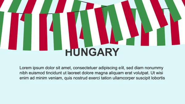 Hungary Flags Hanging Rope Celebration Greeting Concept Many Hungary Flags — Stock Vector