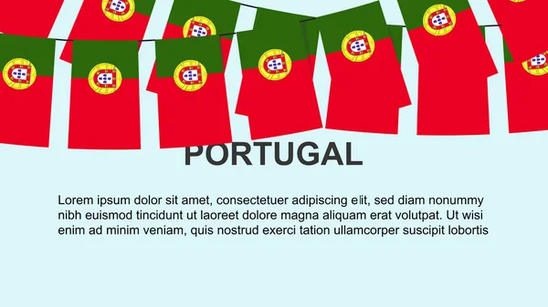 ロープ お祝いや挨拶の概念にかかってポルトガルのフラグは テキストスペース バナーやポスターのアイデア 装飾材料 独立した日と多くのポルトガルのフラグ — ストックベクタ