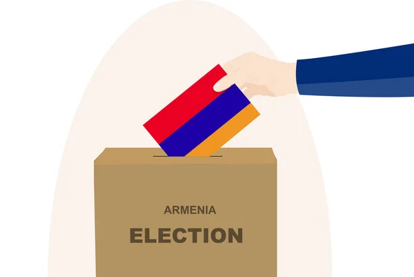 Armenië Verkiezings Stemconcept Politieke Selectie Man Hand Stembus Democratie Mensenrechtenidee — Stockvector