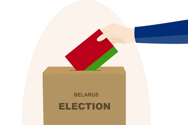Wit Rusland Verkiezings Stemconcept Politieke Selectie Man Hand Stembus Idee — Stockvector