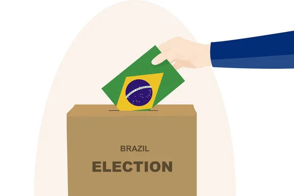 巴西选举和投票概念 政治选择 人力和投票箱 民主和人权观念 选举日 带有巴西国旗的矢量资产 — 图库矢量图片