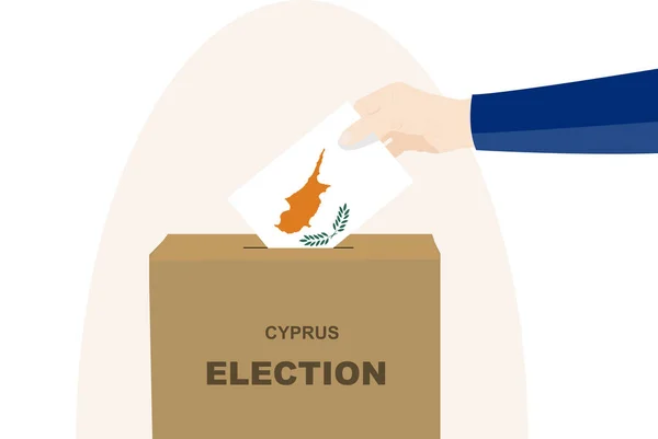 Cyprus Verkiezings Stemconcept Politieke Selectie Man Hand Stembus Democratie Mensenrechten — Stockvector
