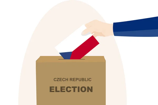 Repubblica Ceca Concetto Elezione Voto Selezione Politica Mano Scheda Elettorale — Vettoriale Stock