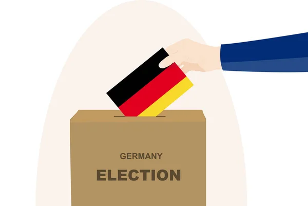Deutschland Wahl Und Wahlkonzept Politische Auswahl Menschenhand Und Wahlurne Demokratie — Stockvektor