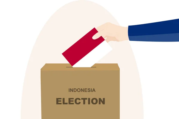 Indonesië Verkiezings Stemconcept Politieke Selectie Man Hand Stembus Democratie Mensenrechtenidee — Stockvector