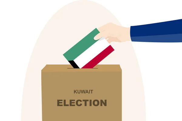 Kuwait Elezione Concetto Voto Selezione Politica Mano Uomo Scheda Elettorale — Vettoriale Stock
