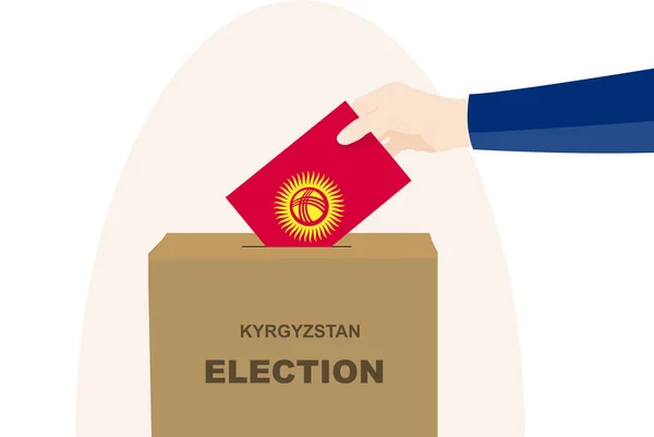 Kirghizistan Elezione Concetto Voto Selezione Politica Mano Uomo Scheda Elettorale — Vettoriale Stock