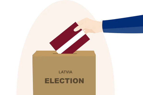 Letland Verkiezings Stemconcept Politieke Selectie Man Hand Stembus Democratie Mensenrechtenidee — Stockvector