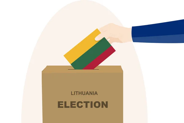 Litouwen Verkiezings Stemconcept Politieke Selectie Man Hand Stembus Democratie Mensenrechtenidee — Stockvector