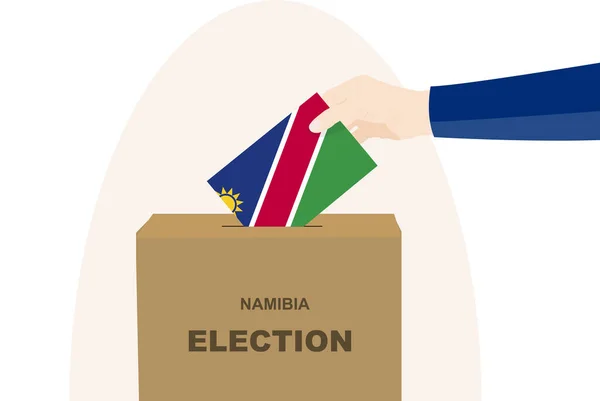 ナミビアの選挙と投票の概念 政治的選択 人間の手と投票箱 民主主義と人権のアイデア 選挙の日 ナミビアの旗とベクトル資産 — ストックベクタ