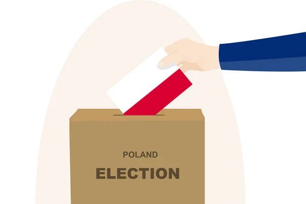 Polonia Concetto Elezione Voto Selezione Politica Mano Scheda Elettorale Idea — Vettoriale Stock
