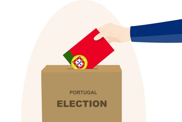 Portugal Élection Vote Concept Sélection Politique Main Homme Urne Démocratie — Image vectorielle