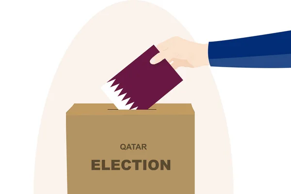Qatar Elezione Concetto Voto Selezione Politica Mano Uomo Scheda Elettorale — Vettoriale Stock