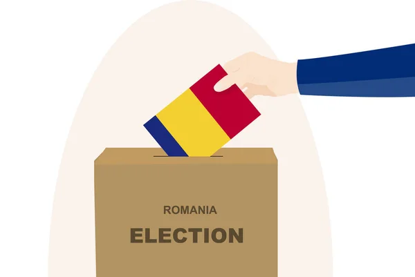 Roemenië Verkiezings Stemconcept Politieke Selectie Man Hand Stembus Democratie Mensenrechtenidee — Stockvector