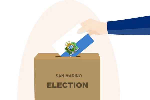 San Marino Election Vote Concept Political Selection Man Hand Ballot — Stock Vector