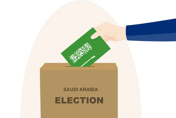 Arabia Saudita Elección Voto Concepto Selección Política Mano Hombre Urnas — Archivo Imágenes Vectoriales