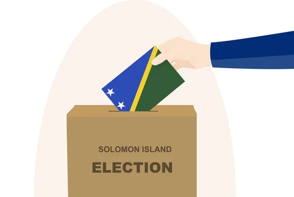 Salomonseiland Verkiezing Stemming Concept Politieke Selectie Man Hand Stembus Democratie — Stockvector