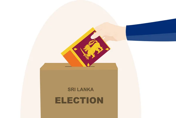 Sri Lanka Verkiezings Stemconcept Politieke Selectie Man Hand Stembus Democratie — Stockvector