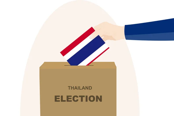 Thailand Wahl Und Abstimmungskonzept Politische Auswahl Menschenhand Und Wahlurne Demokratie — Stockvektor