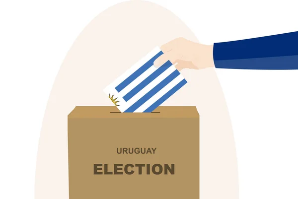 Uruguay Concepto Elección Voto Selección Política Mano Hombre Urnas Democracia — Archivo Imágenes Vectoriales