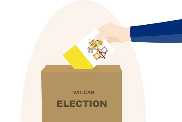 Vaticaanse Verkiezingen Stemrecht Concept Politieke Selectie Man Hand Stembus Democratie — Stockvector