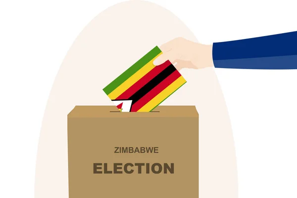 Zimbabwe Verkiezings Stemconcept Politieke Selectie Man Hand Stembus Democratie Mensenrechtenidee — Stockvector