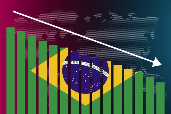 巴西条形图 价值递减 危机和降级概念 巴西条形图 数据箭头 新闻横幅概念 失败和下降 金融统计 — 图库矢量图片