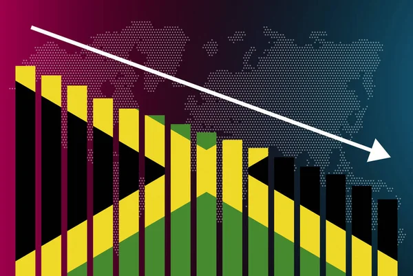 Jamaika Balkendiagramm Sinkende Werte Krisen Und Herabstufungskonzept Jamaika Flagge Auf — Stockvektor
