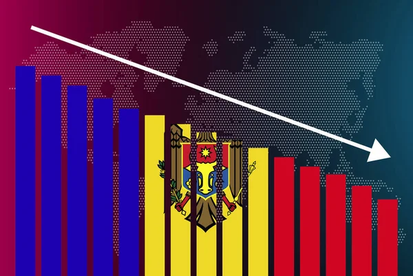 Moldavien Stapeldiagram Diagram Minskande Värden Kris Och Nedgradering Koncept Moldavien — Stock vektor