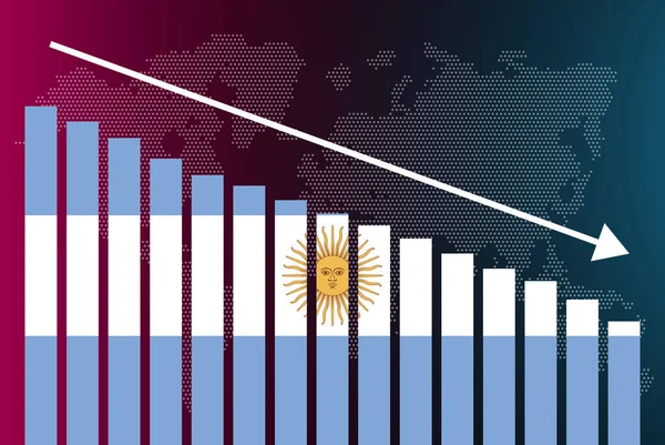 Argentina Grafico Barre Valori Decrescenti Concetto Crisi Declassamento Bandiera Argentina — Vettoriale Stock