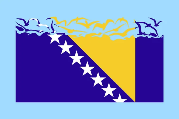 보스니아 헤르체고비나 아이디어 보스니아 헤르체고비나 국기날으는 디자인 — 스톡 벡터