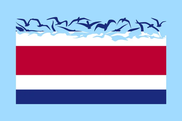 哥斯达黎加国旗与自由概念 独立国家观念 哥斯达黎加国旗转变为飞鸟矢量 主权隐喻 平面设计 — 图库矢量图片