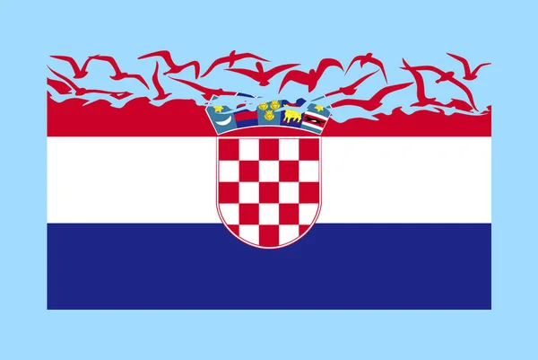 Horvátország Zászló Szabadság Koncepcióval Független Ország Ötlet Horvátország Zászló Átalakul — Stock Vector