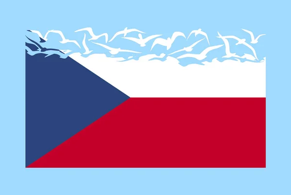 自由の概念を持つチェコ共和国の旗 独立した国のアイデア チェコ共和国の旗は 空飛ぶ鳥のベクトルに変換 主権メタファー フラットデザイン — ストックベクタ