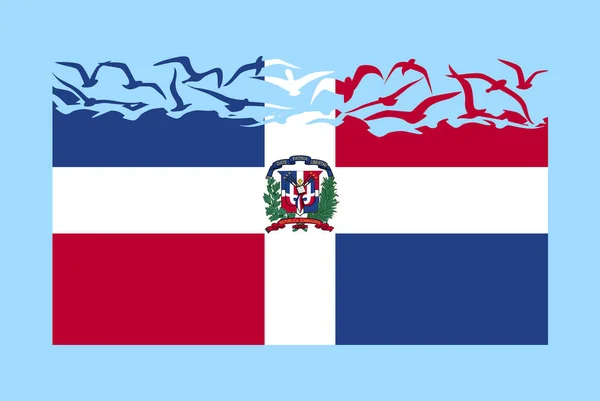 Dominikanische Republik Flagge Mit Freiheitskonzept Idee Eines Unabhängigen Landes Dominikanische — Stockvektor