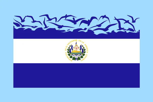Salvador Bayrağı Özgürlük Kavramı Bağımsız Ülke Fikri Salvador Bayrağı Uçan — Stok Vektör