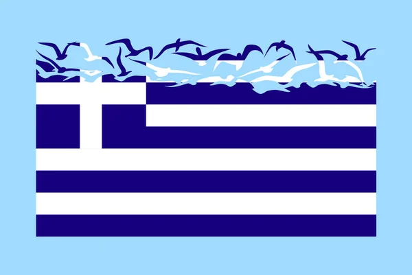 Грецький Прапор Концепцією Свободи Незалежна Ідея Країни Грецький Прапор Перетворюється — стоковий вектор