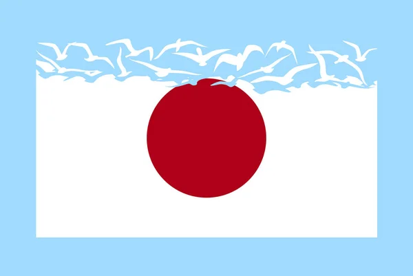 Japonská Vlajka Koncepcí Svobody Nezávislá Myšlenka Země Japonská Vlajka Transformující — Stockový vektor