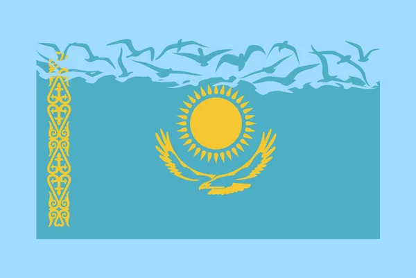 Kazakhstan Σημαία Έννοια Της Ελευθερίας Ιδέα Ανεξάρτητης Χώρας Καζακστάν Σημαία — Διανυσματικό Αρχείο