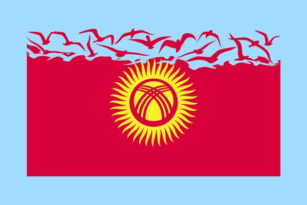 Kirgisische Flagge Mit Freiheitskonzept Idee Eines Unabhängigen Landes Kirgisische Flagge — Stockvektor