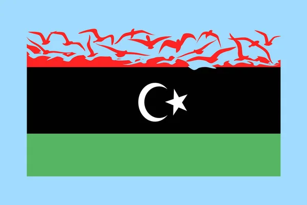 Libië Vlag Met Vrijheid Concept Onafhankelijk Land Idee Libië Vlag — Stockvector