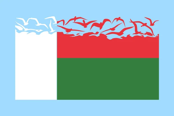 Флаг Мадагаскара Концепцией Свободы Идея Независимой Страны Флаг Мадагаскара Превращающийся — стоковый вектор