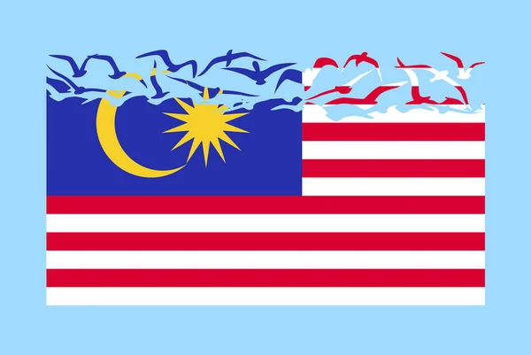 Bandera Malasia Con Concepto Libertad Idea País Independiente Bandera Malasia — Vector de stock