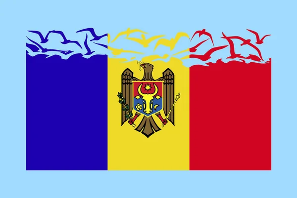 Moldawische Flagge Mit Freiheitskonzept Idee Eines Unabhängigen Landes Moldawische Flagge — Stockvektor