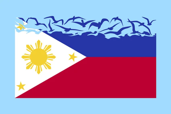自由の概念を持つフィリピンの旗 独立した国のアイデア フィリピンの旗は 空飛ぶ鳥のベクトルに変換 主権メタファー フラットデザイン — ストックベクタ