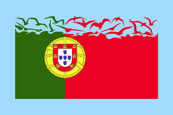 自由の概念を持つポルトガルの旗 独立した国のアイデア ポルトガルの旗は 空飛ぶ鳥のベクトルに変換 主権メタファー フラットデザイン — ストックベクタ