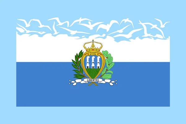 San Marino Vlag Met Vrijheid Concept Onafhankelijk Land Idee San — Stockvector